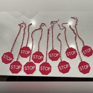 Set of 11 stop sign tags